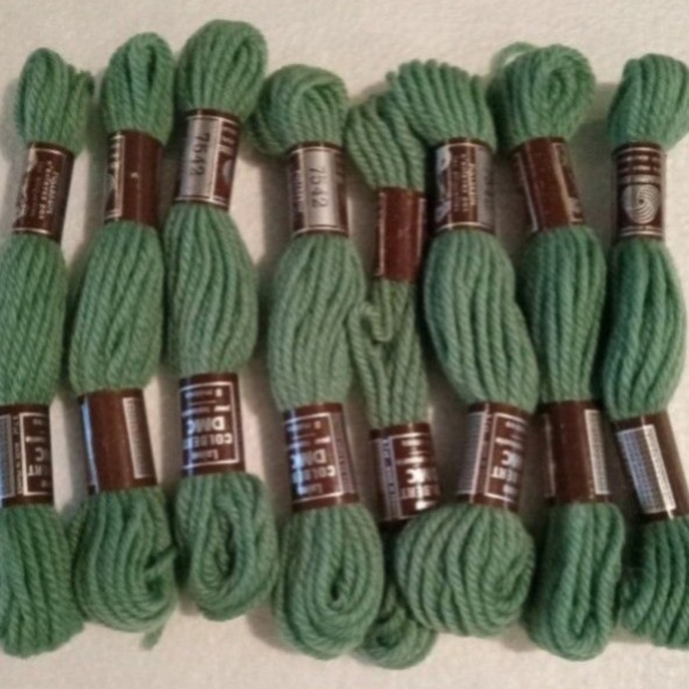 8 VTG Forest Green LAINE COLBERT DMC Skeins 8.7 yds. Each 100% Wool Crafts Etc.